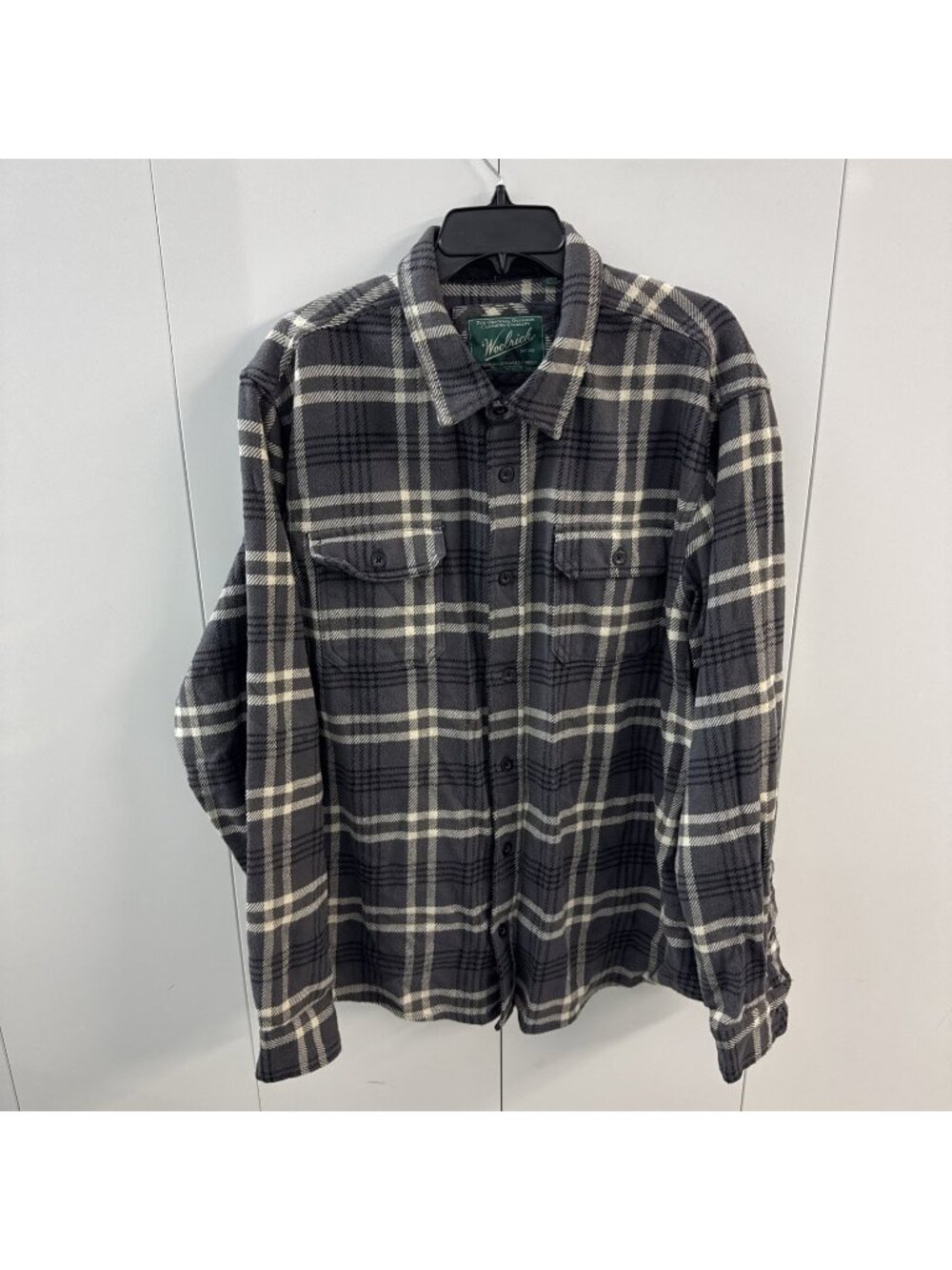 Woolrich Mens Long Sleeve Flannel Shacket Mens Size XXL Gray Plaid